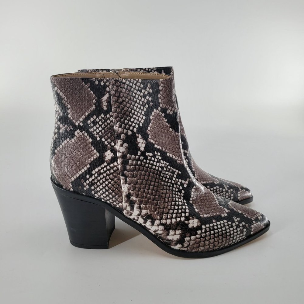 14th & Union Women's Snakeskin Block Heel Ankle Booties Size 10M